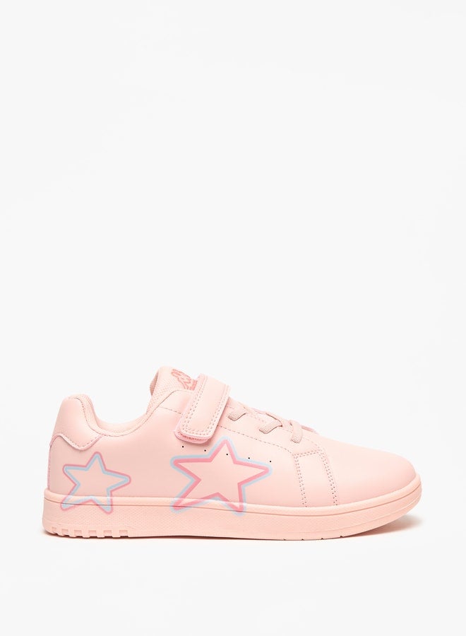 Girls' Star Print Sneakers with Hook and Loop Closure