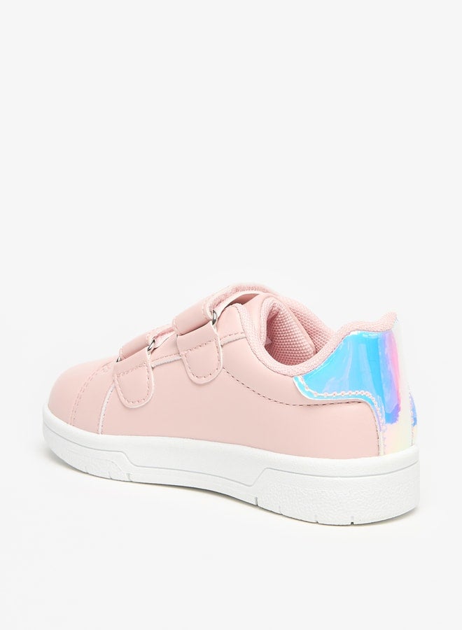 Colourblock Sneakers with Hook and Loop Closure