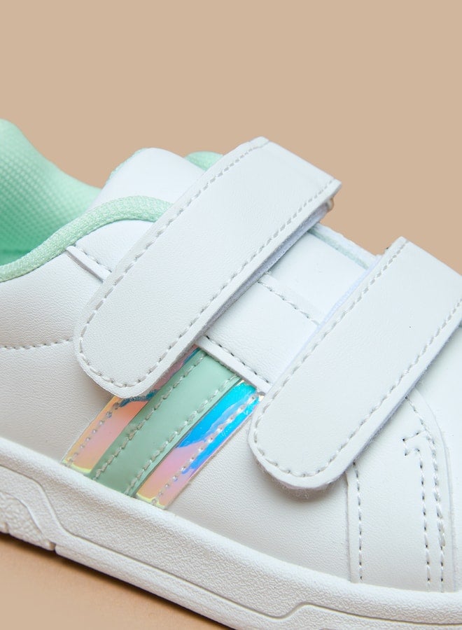 Colourblock Sneakers with Hook and Loop Closure