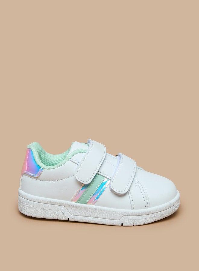 Colourblock Sneakers with Hook and Loop Closure