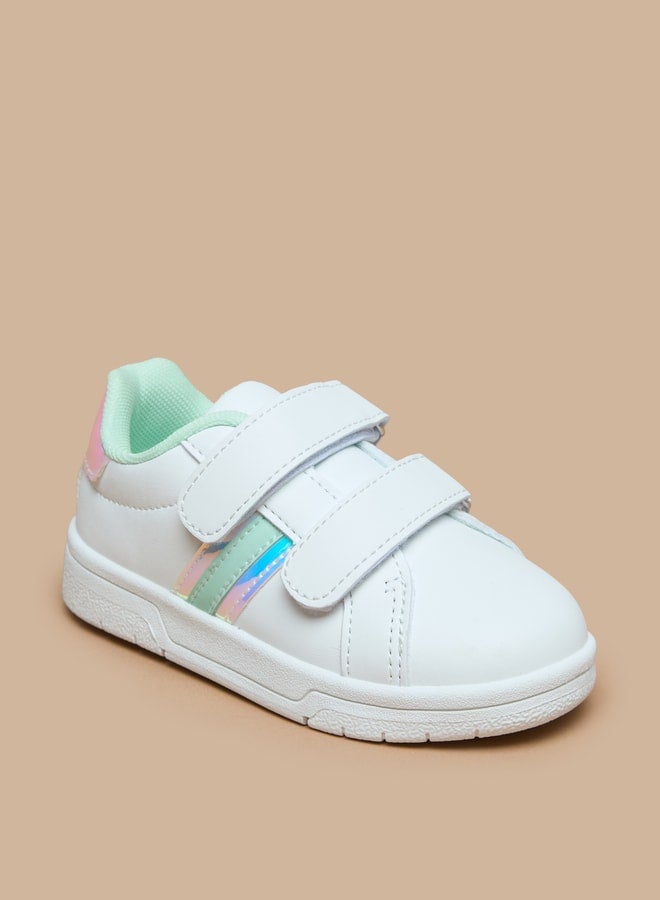 Colourblock Sneakers with Hook and Loop Closure