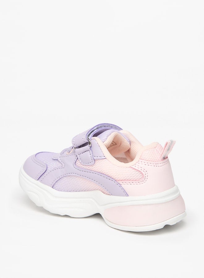 Girls Panelled Lace Detail Sneakers With Hook And Loop Closure