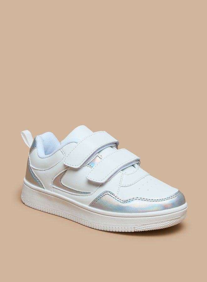 Girls Colourblock Sneakers With Hook And Loop Closure