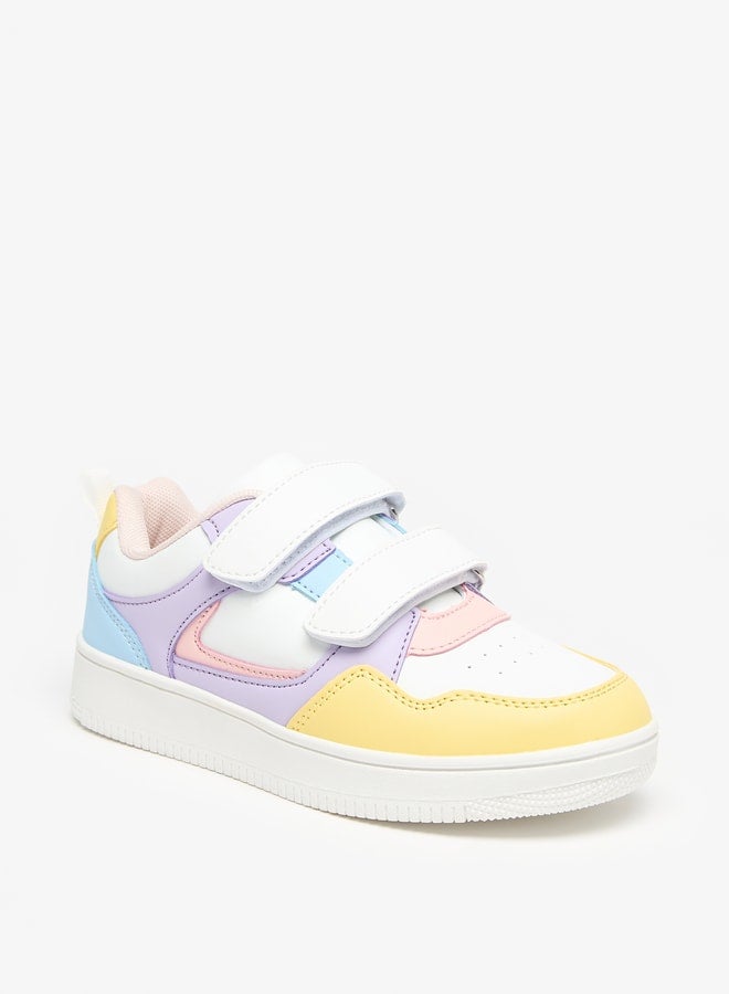 Girls Colourblock Sneakers With Hook And Loop Closure