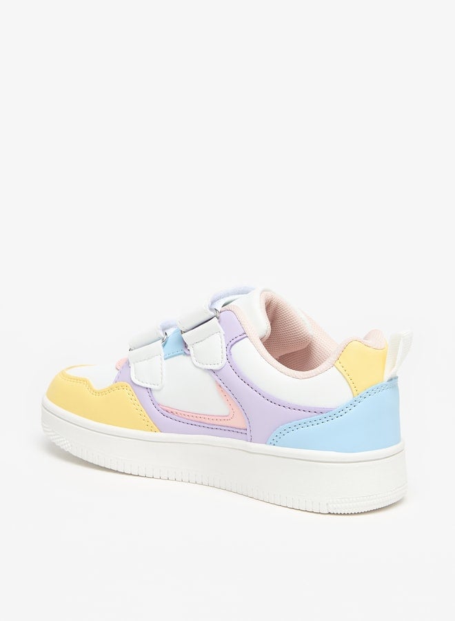 Girls Colourblock Sneakers With Hook And Loop Closure