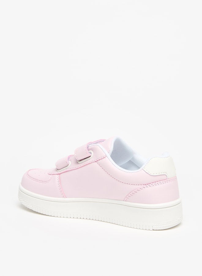 Girls Panelled School Shoes With Hook And Loop Closure