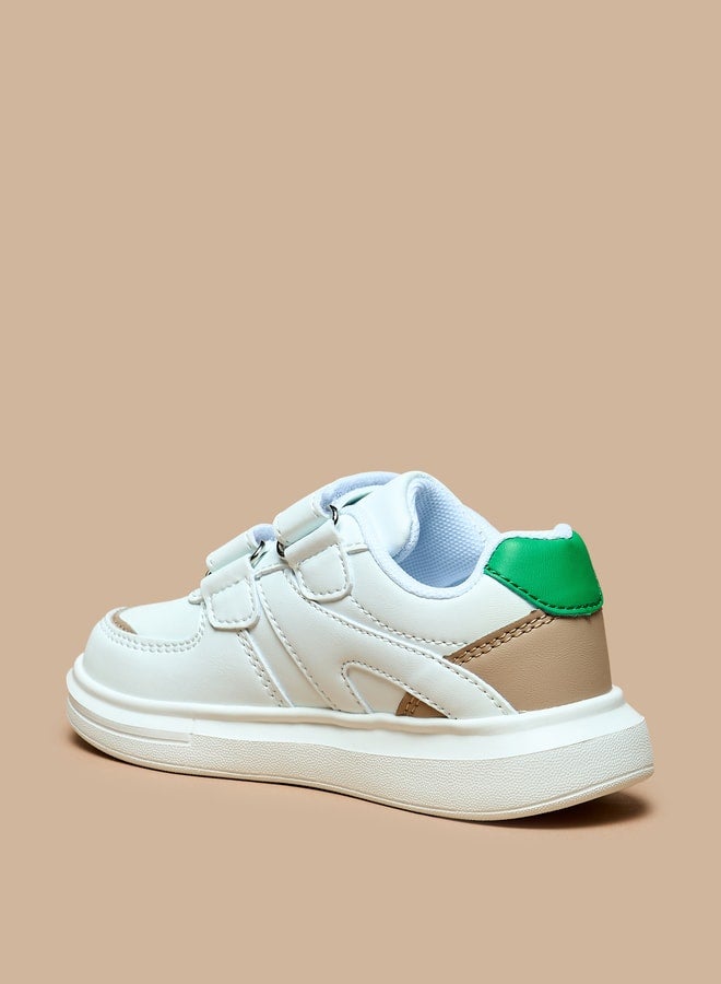 Boys Panelled Sneakers with Hook and Loop Closure