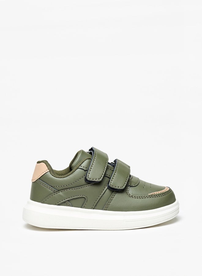 Boys Panelled Sneakers with Hook and Loop Closure