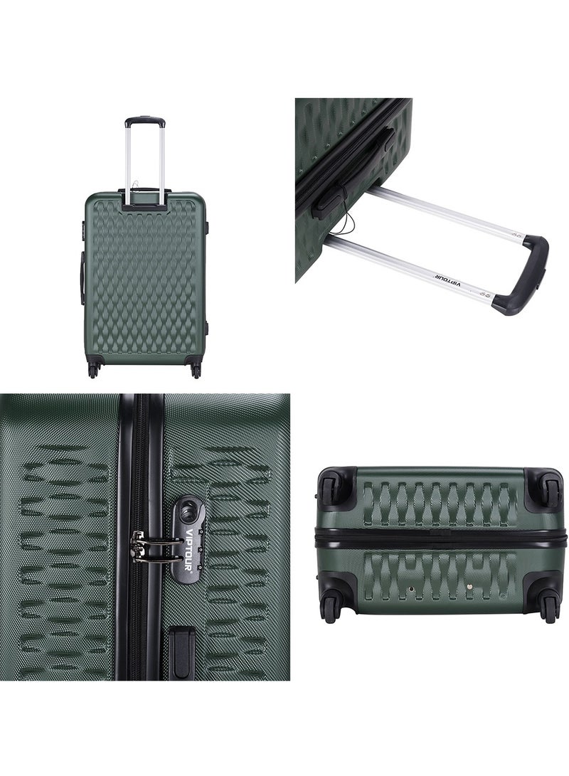 ABS Hardside 3Pcs Trolley Luggage Set Spinner Wheels With Number Lock 20/24/28 Dark Green