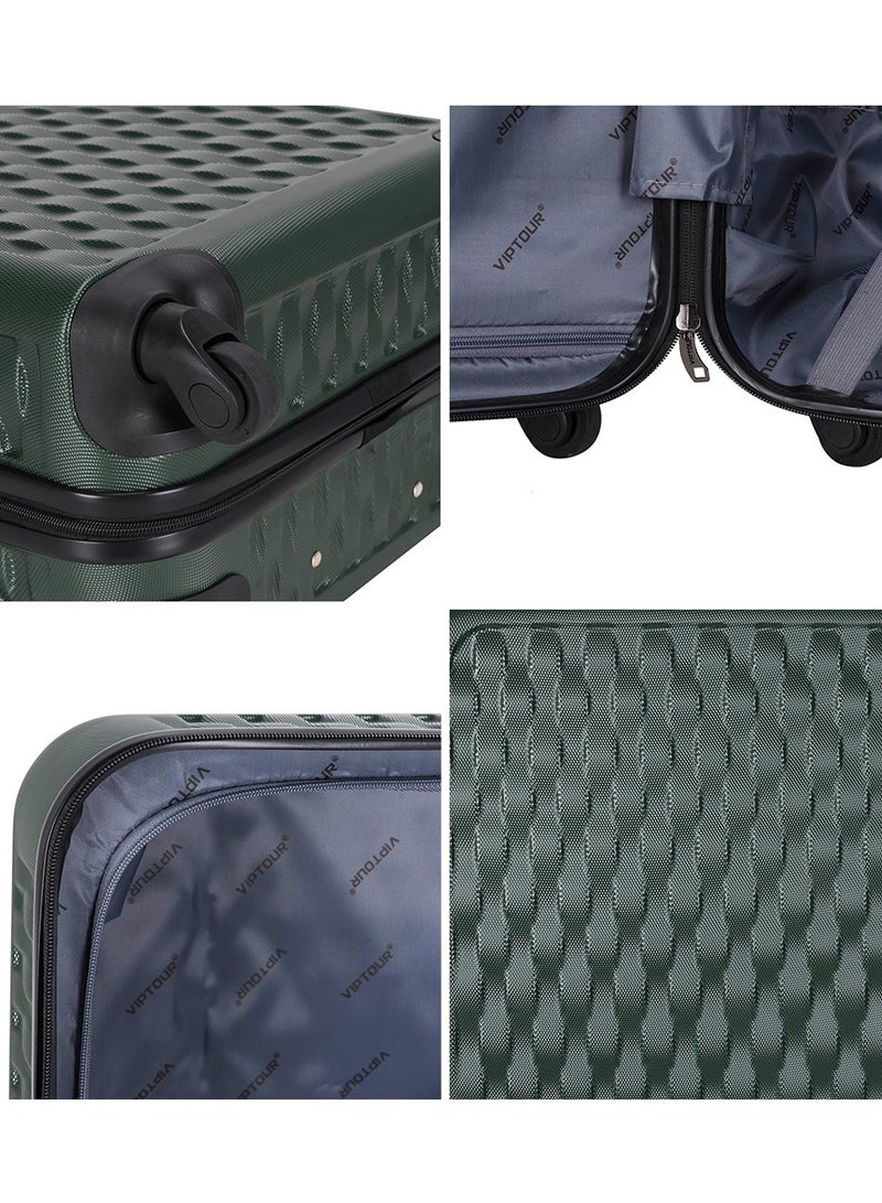 ABS Hardside 3Pcs Trolley Luggage Set Spinner Wheels With Number Lock 20/24/28 Dark Green