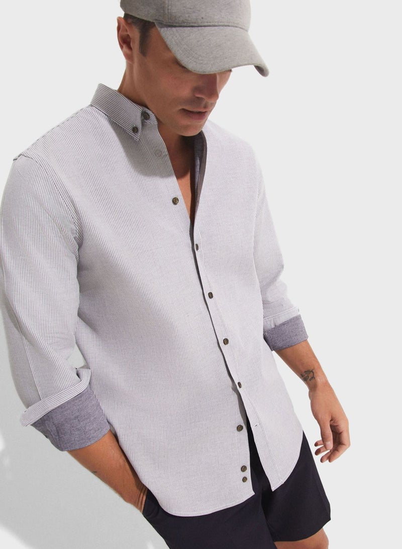 Striped Button Down Regular Fit Shirt Shirt