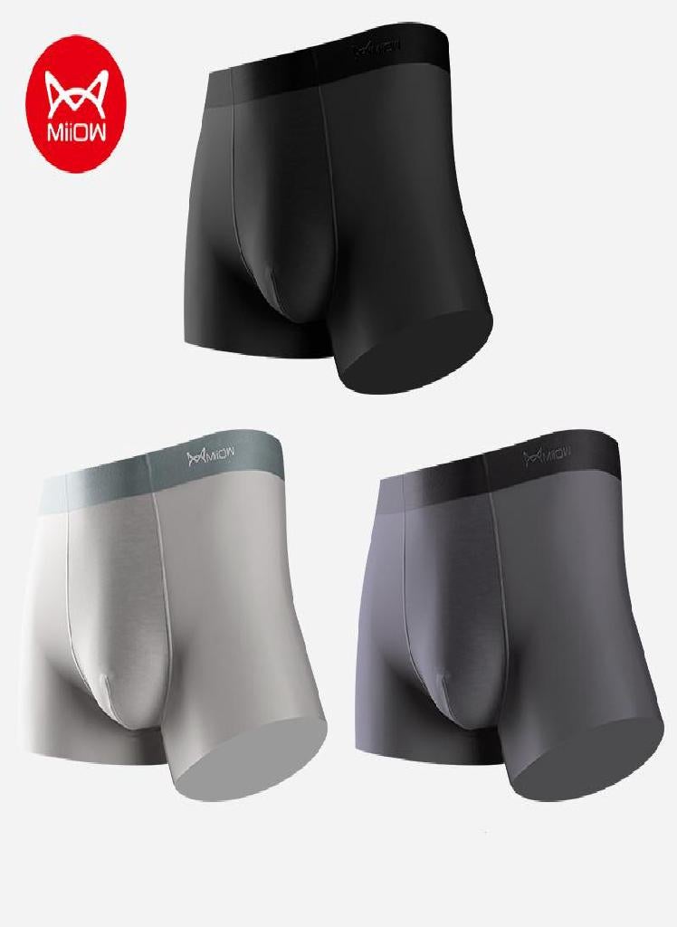 3Pcs Men's Ice Silk Flat Corner Traceless Thin Graphene Antibacterial Crotch Four Corner  Breathable Shorts