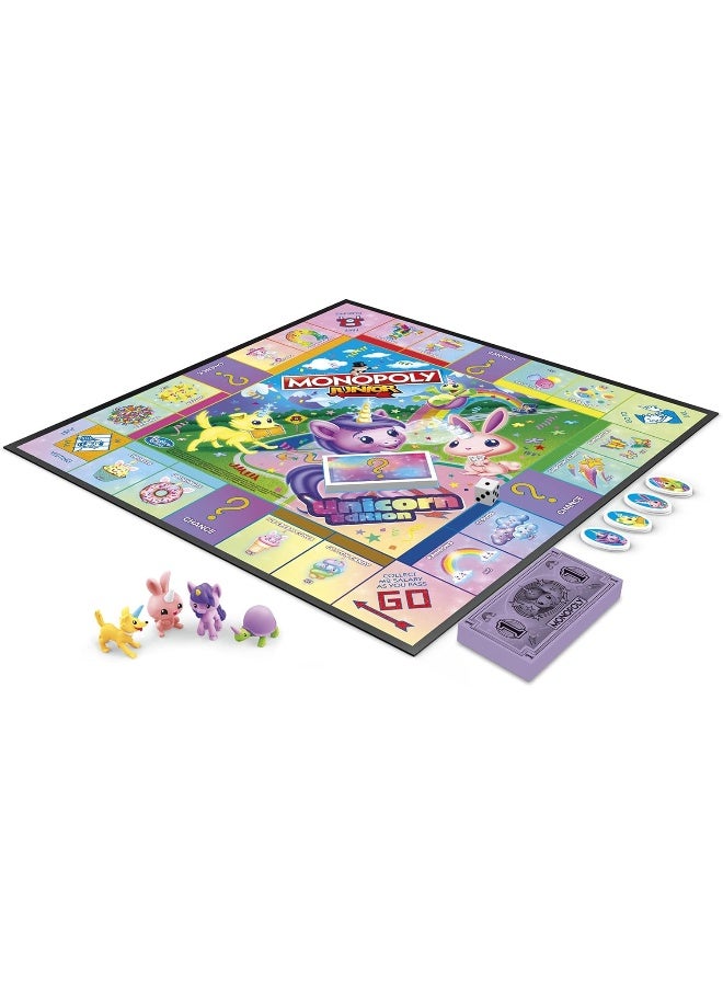 Hasbro Gaming Monopoly Junior: Unicorn Edition Board Game for 2-4 Players, Magical-Themed Indoor Game for Kids Ages 5 and Up