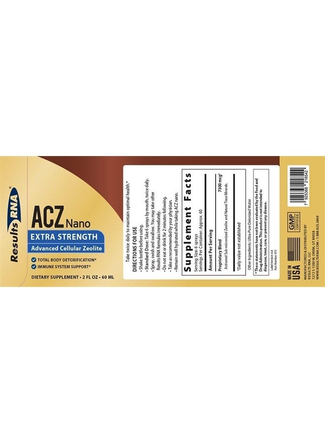 ACZ Nano Advanced Cellular Zeolite Extra Strength | Great for Total Body Detoxification and Immune System Health (2 Ounce)