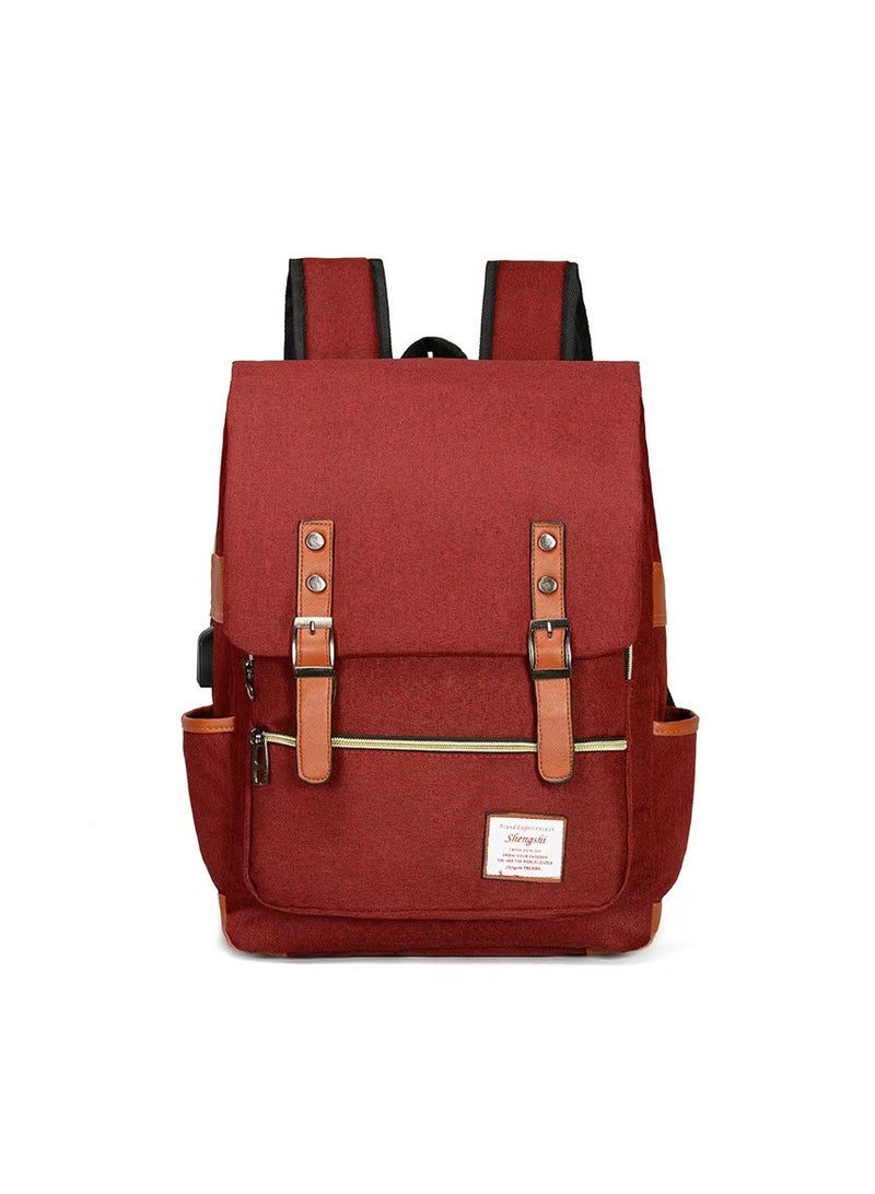 Neutral college bag suitable for laptops 15.6 inches and below, casual canvas backpack, waterproof backpack