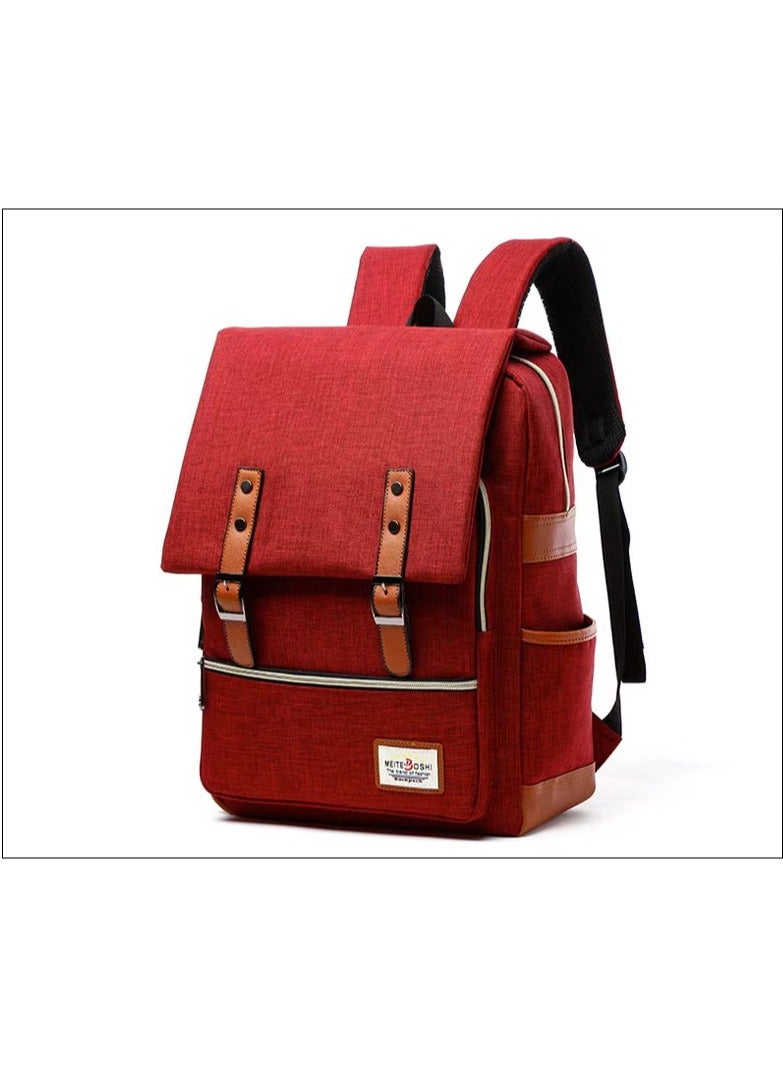 Neutral college bag suitable for laptops 15.6 inches and below, casual canvas backpack, waterproof backpack