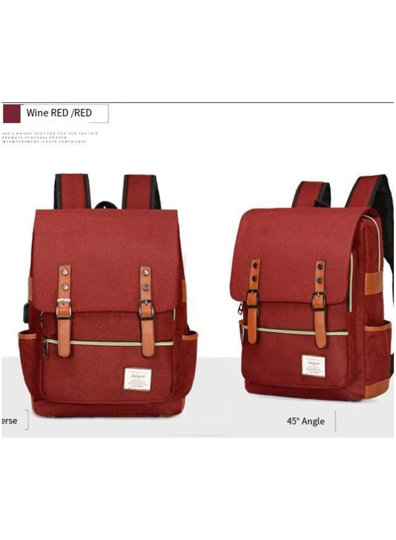 Neutral college bag suitable for laptops 15.6 inches and below, casual canvas backpack, waterproof backpack