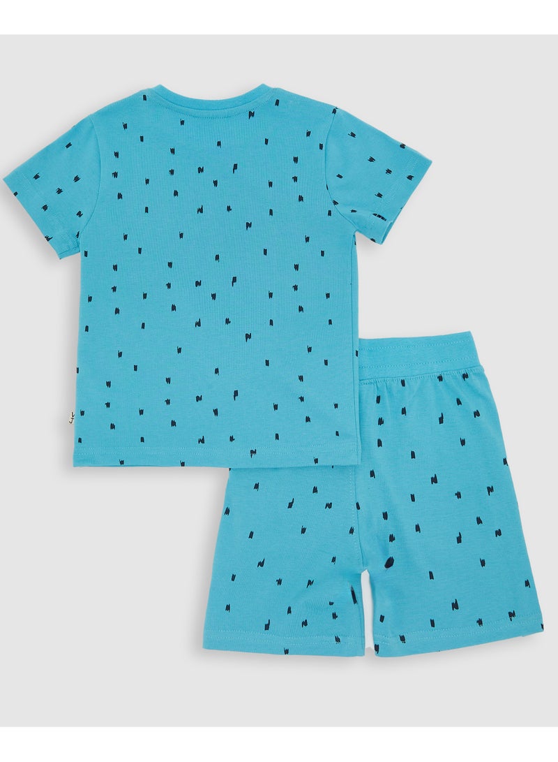 2-Piece Summer Outfit Set Blue for Baby Boys - T-Shirt & Shorts