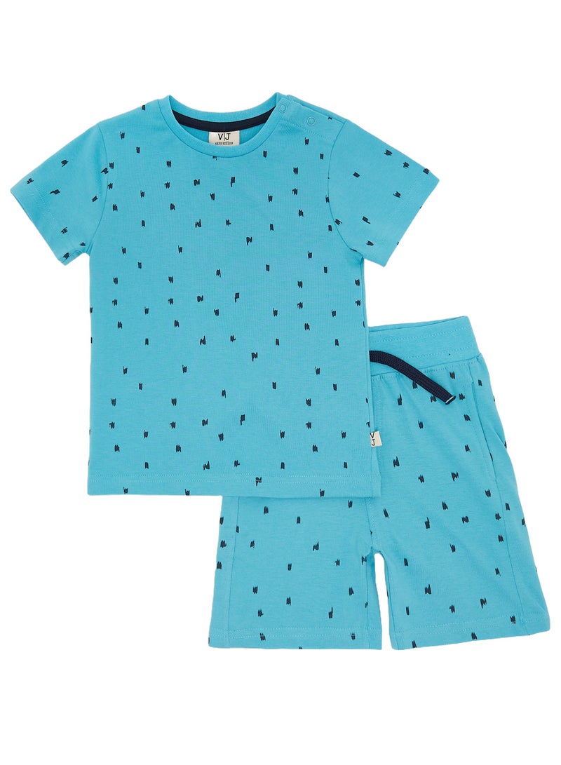 2-Piece Summer Outfit Set Blue for Baby Boys - T-Shirt & Shorts