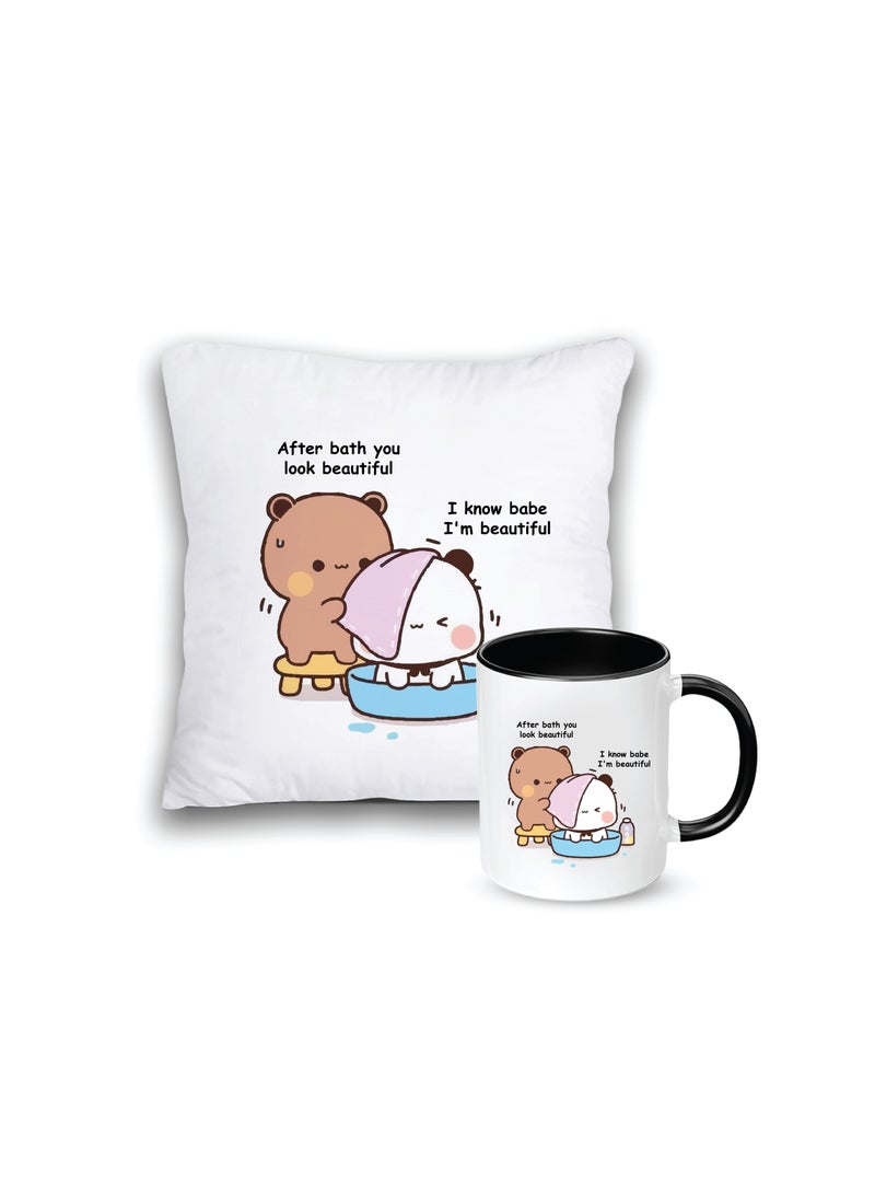 Cushion Cover and Ceramic Mug for Couples - Gift for Boy Friend - Gift for Girl Friend