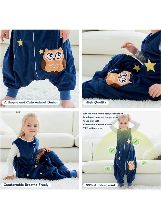 Baby Sleeping Bag Sack With Feet Autumn Winter Swaddle Wearable Blanket Sleeveless Nightgowns For Infant Toddler 1 3T Dark Blue Owl