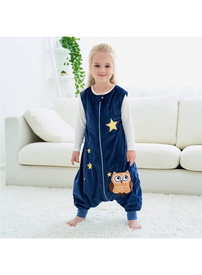 Baby Sleeping Bag Sack With Feet Autumn Winter Swaddle Wearable Blanket Sleeveless Nightgowns For Infant Toddler 1 3T Dark Blue Owl