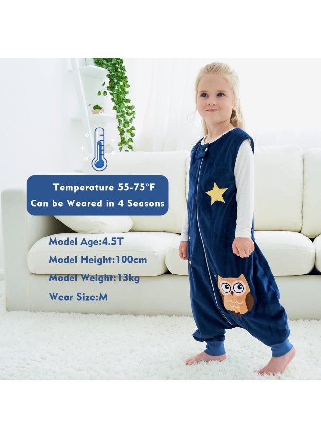 Baby Sleeping Bag Sack With Feet Autumn Winter Swaddle Wearable Blanket Sleeveless Nightgowns For Infant Toddler 1 3T Dark Blue Owl