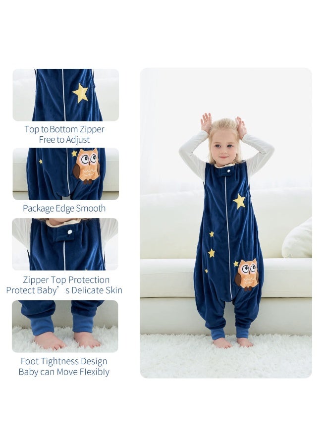 Baby Sleeping Bag Sack With Feet Autumn Winter Swaddle Wearable Blanket Sleeveless Nightgowns For Infant Toddler 1 3T Dark Blue Owl