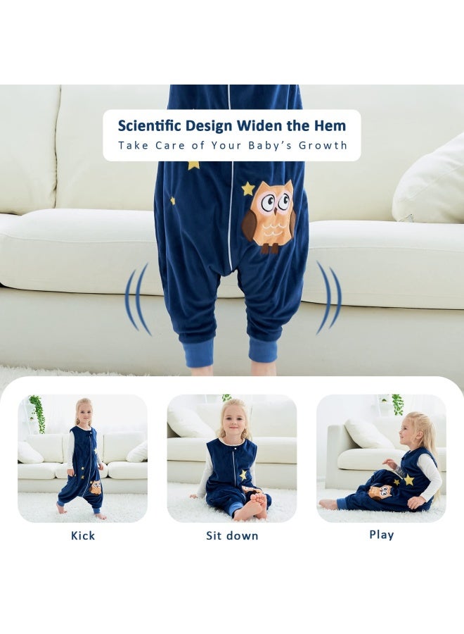 Baby Sleeping Bag Sack With Feet Autumn Winter Swaddle Wearable Blanket Sleeveless Nightgowns For Infant Toddler 1 3T Dark Blue Owl