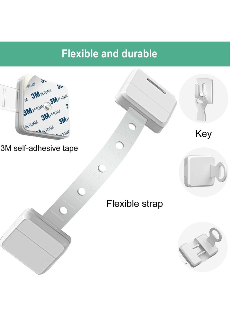 4Pcs Child Safety Strap Locks Child Safety Drawer Cupboard Oven Refrigerator Adhesive Locks Adjustable Toilets Seat Fridge Latches No Drilling