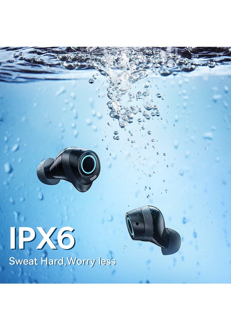 Active Noise Cancelling Wireless Earbuds, Bowie MA10 Reduce Noise by Up To 95%, 140H Battery Life, IPX6 Waterproof, Deeper Bass, 4 ENC Mics, Comfortable Fit, Bluetooth 5.3 Ear Buds Black