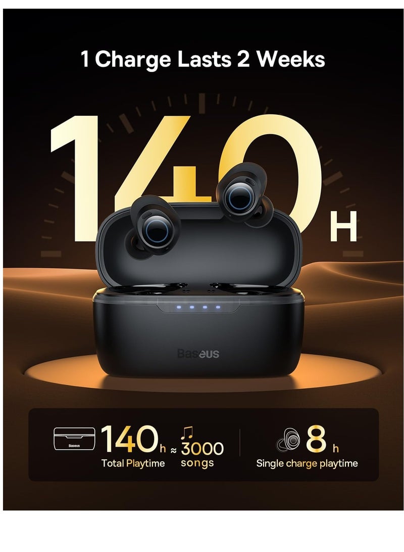 Active Noise Cancelling Wireless Earbuds, Bowie MA10 Reduce Noise by Up To 95%, 140H Battery Life, IPX6 Waterproof, Deeper Bass, 4 ENC Mics, Comfortable Fit, Bluetooth 5.3 Ear Buds Black