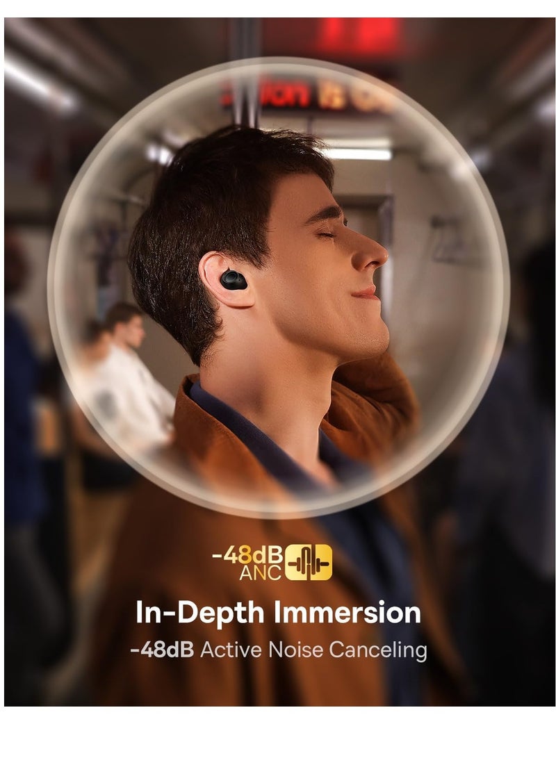 Active Noise Cancelling Wireless Earbuds, Bowie MA10 Reduce Noise by Up To 95%, 140H Battery Life, IPX6 Waterproof, Deeper Bass, 4 ENC Mics, Comfortable Fit, Bluetooth 5.3 Ear Buds Black