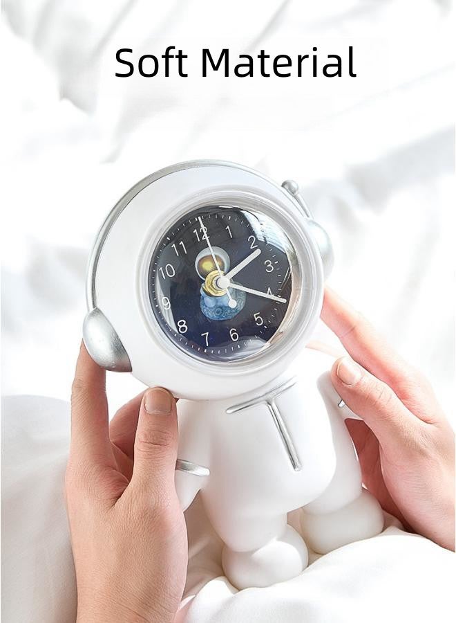 Astronaut Clock, Piggy Bank Children's Clock, Anti-fall Piggy Bank, Silent Detachable Clock, Suitable for Living Room and Bedroom Children's Toys and Ornaments (White)