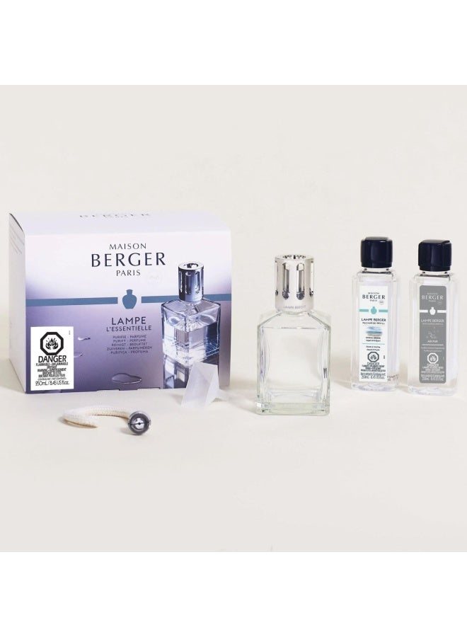 Lampe Berger Giftset - Essential Square - Home Fragrance Diffuser - Includes 2 Fragrances So Neutral And Ocean Breeze - 250 Milliliters - 8.45 Fluid Ounces