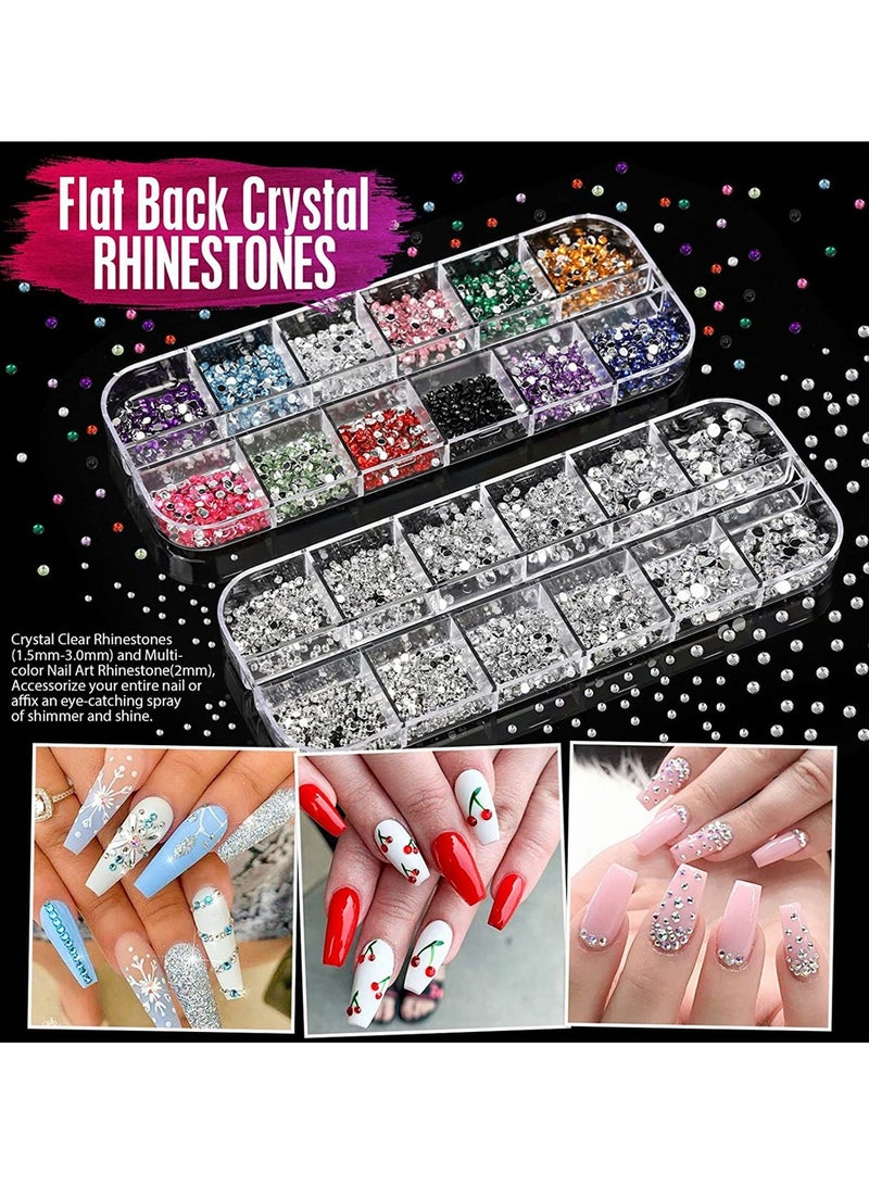 Nail Art Brush, Nail Design Tools Kit with Nail Art Brushes, Nail Dotting Tools, Fine Glitter, Nail Butterfly, Nail Heart Sequins, Foil Flakes, Nail Art Rhinestones, Nail Art Decoration Kit