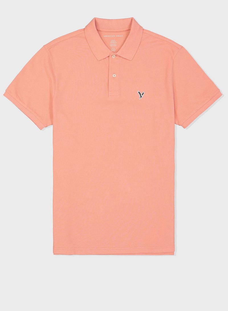 Collar Line Logo Detail Short Sleeve Polo Shirt