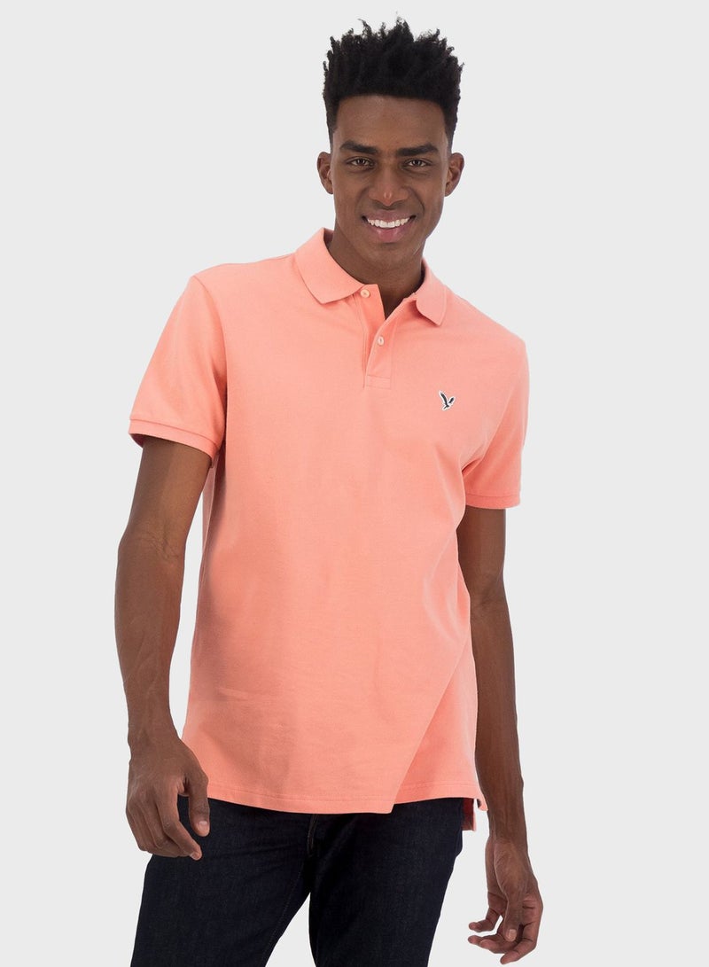 Collar Line Logo Detail Short Sleeve Polo Shirt