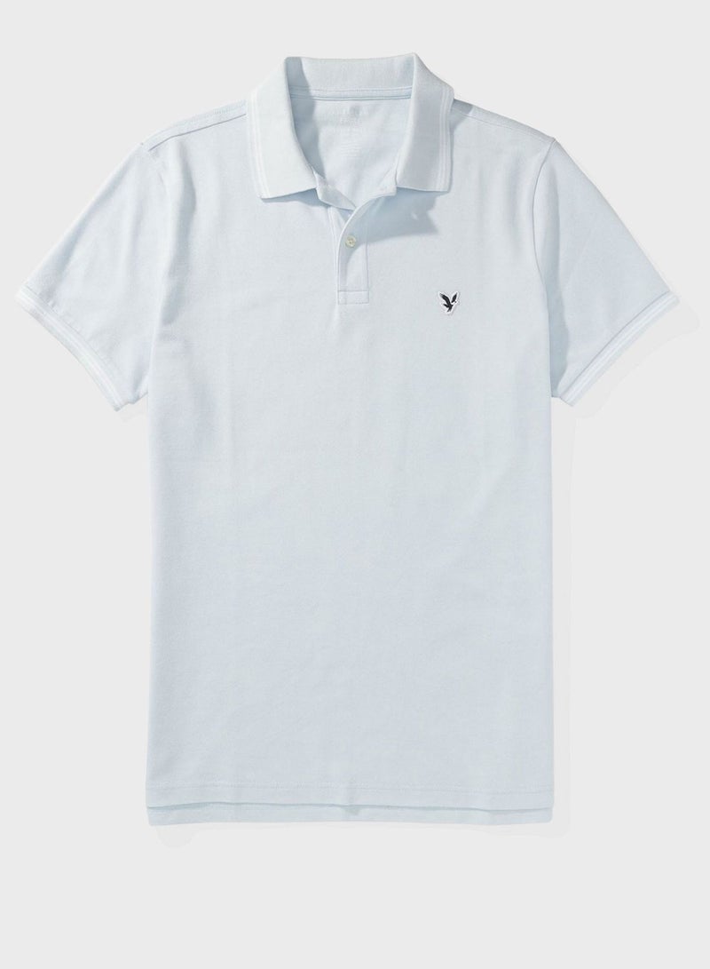 Collar Line Logo Detail Short Sleeve Polo Shirt