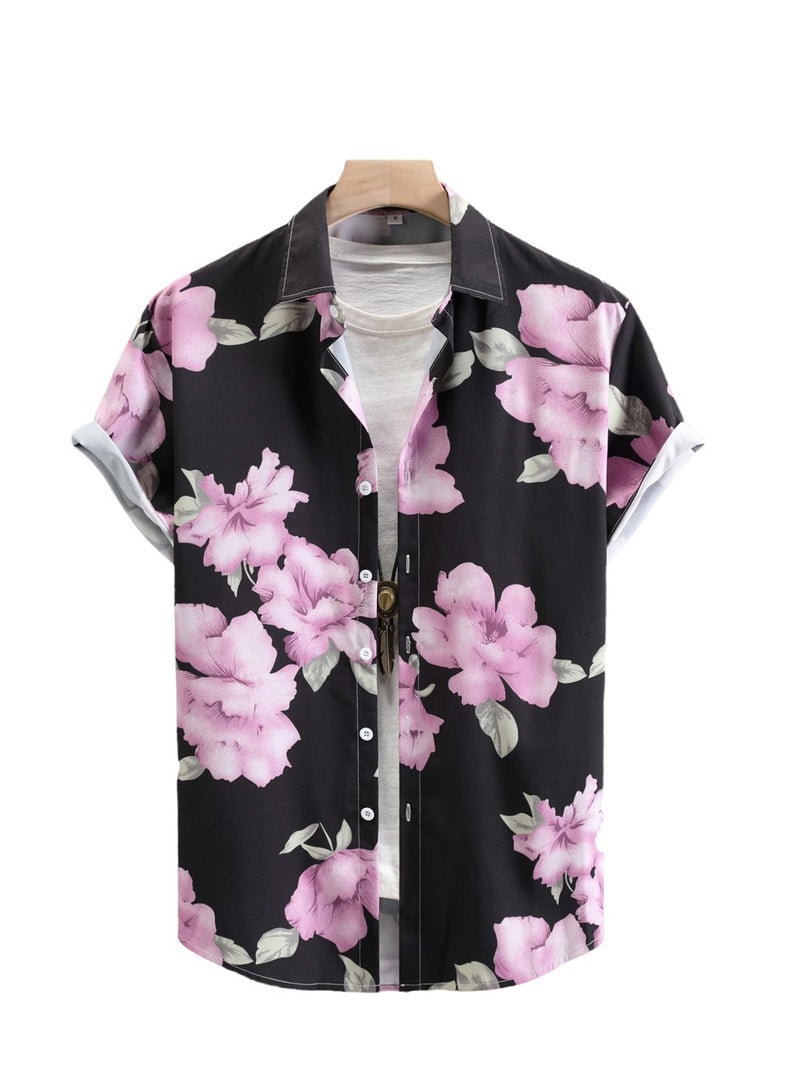 Fashion Summer new trend men's long and short printed sleeve casual shirts