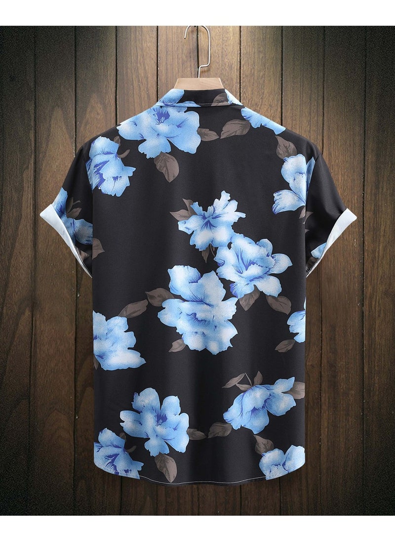 Fashion Summer new trend men's long and short printed sleeve casual shirts