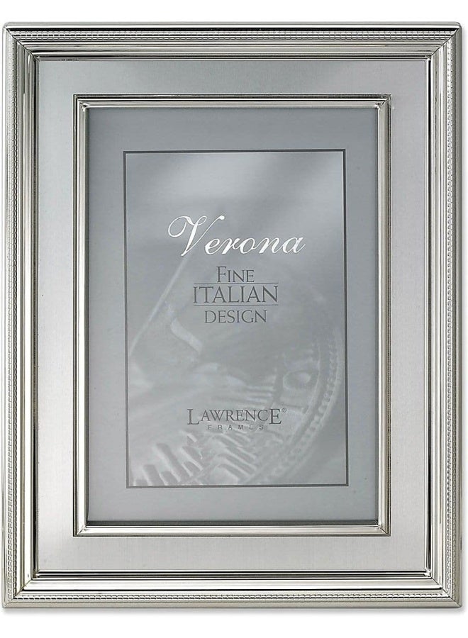 Lawrence Frames 840080 8x10 Silver Plated Metal Picture Frame - Brushed Silver Inner Panel