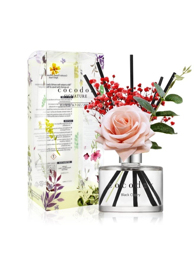 Cocod Or Cocodor Rose Flower Reed Diffuser Black Cherry 6.7Oz 200Ml 1 Pack Reed Diffuser Reed Diffuser Set Oil Diffuser And Reed Diffuser Sticks Home Decor And Office Decor Fragrance And Gifts