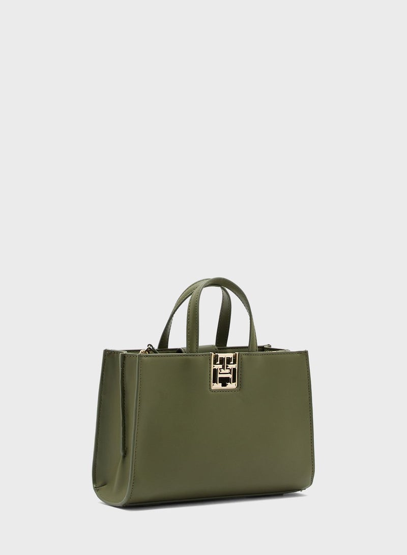 Logo Detailed Top Handle Tote