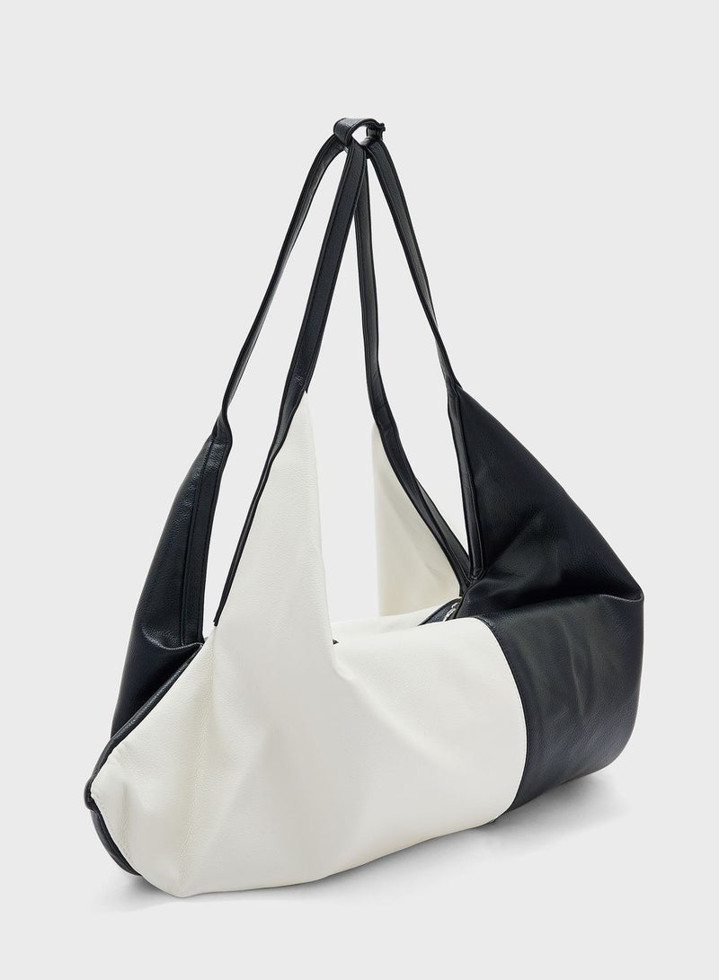 Color Block Large Hobo Bag