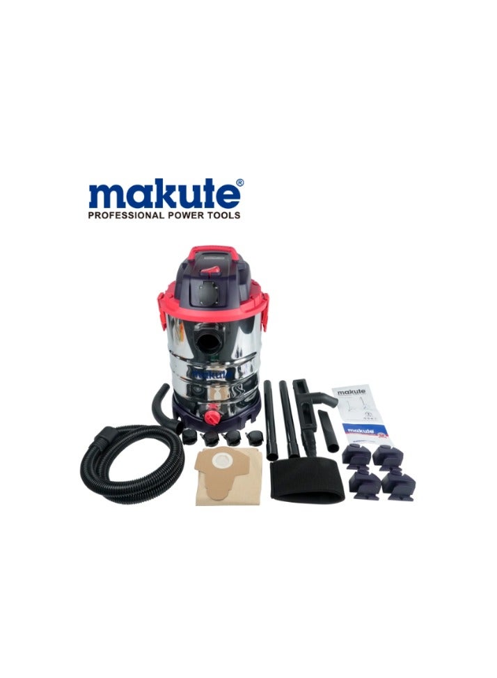 Wet and Dry Vacuum Cleaner 1200W with Copper Motor, 30L Stainless Steel Tank, HEPA Filter, Blower Function, and Accessories – Ideal for Home and Workshop Use, VC121-30S