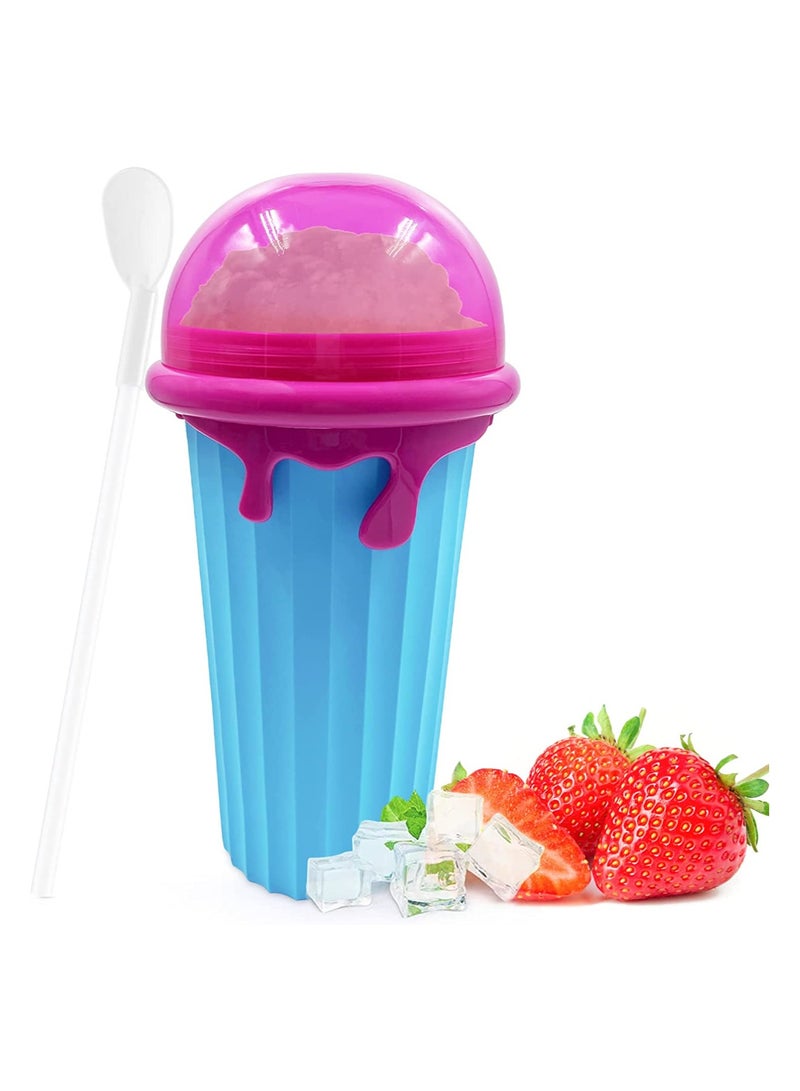 Slushy Maker Ice Cup Travel Portable Double Layer Silica Cup Pinch Cup Hot Summer Cooler Smoothie Silicon Cup Pinch into Ice Children's Adult Slushy Ice Cup