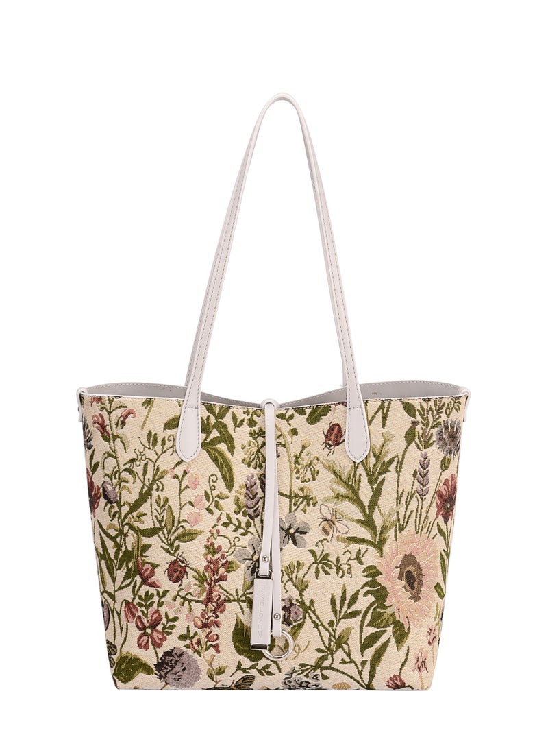 David Jones Floral Patterns Printed Leather Tote Bag Handbag for Women