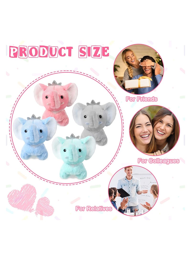 Mini Elephant Baby Stuff Animal Plush Toys SYOSI 4 Inch Small Stuffed Animal Elephant Dolls for Boys and Girls Birthday Party Favors Decoration Goodie Bag Fillers Gift Exchange