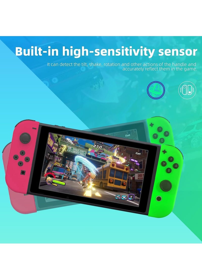 Joy Cons Wireless Controller for Nintendo Switch, L/R Controllers Replacement Compatible with Nintendo Switch/Lite/OLED, Joystick with Wake-up/Screenshot/Dual Vibration (Pink Green)